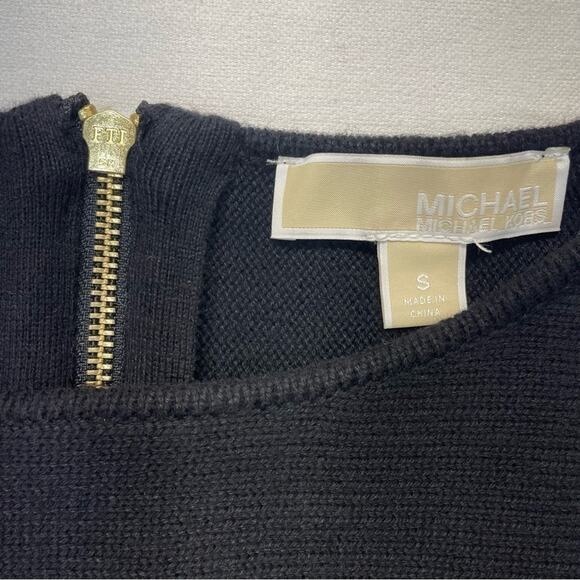 Michael Kors Black Knit Sweater Size Small gold zipper - Picture 4 of 7